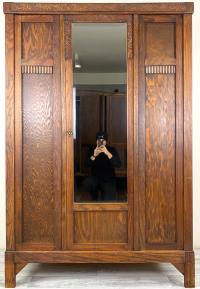 STYLOWA DĘBOWA SZAFA GARDEROBA Z LUSTREM SECESJA ART DECO LITA FRANCJA BA6