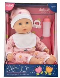 DOLLS WORLD LALKA BABY JOY 38CM UBRANKO RÓŻOWE