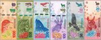 Argentyna 20 50 100 200 500 1000 Pesos 2016-21 Komplet UNC 6szt.