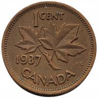 45937. Kanada, 1 cent, 1937r.