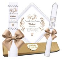 Szatka i Świeca do Chrztu Boho Komplet Personalizacja Imię + Pudełko ZL