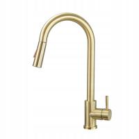 BATERIA KUCHENNA Z WYCIĄGANĄ WYLEWKĄ ZLEWOZMYWAKOWA KRAN 2-FUNKCJE ZŁOTY