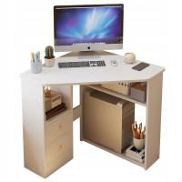 Угловой треугольный компьютерный стол с полками современный белый лофт 80X75