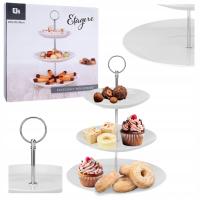 ZESTAW STOJAKÓW NA ŻYWNOŚĆ 3 POZIOMY srebny