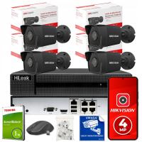 Zestaw monitoringu IP Hikvision 4MPx 4 kamery zewnętrzne CZARNE + dysk 1TB