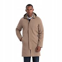 Ombre płaszcz męski brązowy klasyczny do połowy uda OM-COSC-0112