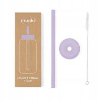 Słomka do szklanej butelki Muuki 720ml Lounge Straw Cap Pastel Lilac fiolet