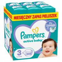 Pampers Active Baby 3 208 шт. 6-10 кг подгузник ежемесячный запас
