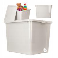 Pojemnik plastikowy z pokrywą 30l duży organizer na zabawki box kremowy