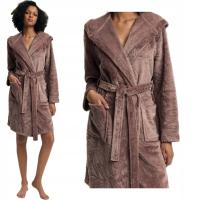 Henderson szlafrok damski przed kolana z kapturem brudny róż (dusty pink)