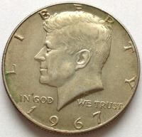 USA Half Dollar 1967 Kennedy Srebro