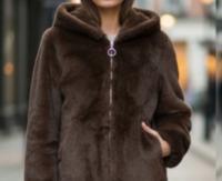 Futerko z kapturem do pasa brąz czekoladowa