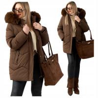 FEMIMODA kurtka damska pikowana odpinany kaptur na zimę oversize gruba wygodna ciepła kurteczka