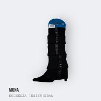 Mona getry damskie czarne wzorowane ocieplacze zimowe ciepłe