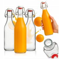 5szt Szklanych butelek 500 ml OKRĄGŁA z KLIPSEM na WINO SOKI MLEKO + GRATIS