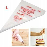 Jednorazowe WORKI CUKIERNICZE RĘKAWY DO DEKORACJI CIAST i TORTÓW 100 szt. L