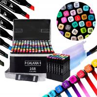 Markery Alkoholowe Dwustronne Flamastry Pisaki Mazaki Pro 168 szt + torba