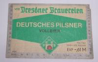 etykieta piwna antyk NRD Dresdner Brauereien Pils