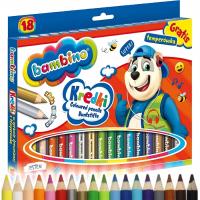 Bambino мелки 18 каолиновой глины, деревянные, толстые точилка для карандашей