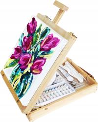 ЧЕМОДАН МОЛЬБЕРТ КРАСКИ КИСТИ БОЛЬШОЙ НАБОР ЖИВОПИСИ