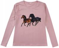Блузка туника хлопок розовый две лошади 122 H205s