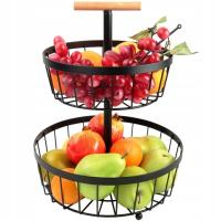 KOSZ na OWOCE WARZYWA Okrągły PIĘTROWY Patera Koszyk MISA stojak metalowy