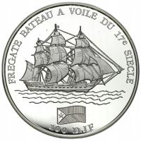 Dżibuti. 100 franków 1994, Fregata Bateau – SREBRO
