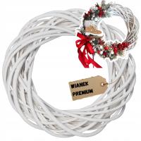 WIANEK WIKLINOWY OZDOBY ŚWIĄTECZNE ŚWIĄTECZNY STROIK DRZWI BIAŁY DIY 30cm