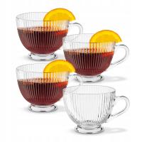 KUBKI Szklane do KAWY i HERBATY Filiżanki Zestaw UCHEM Tadar Liwia 4x280cm