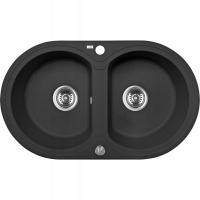 Laveo Dafne Zlewozmywak Granitowy Czarne 2-komorowy 780x470 mm