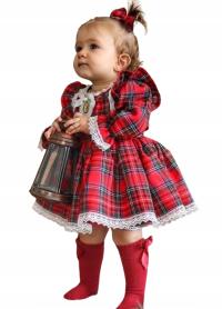 Платье-клеш в клетку рождественское кружево