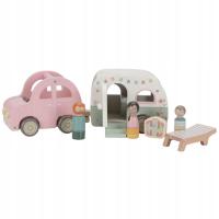 Little Dutch Samochód z przyczepą kempingową drewniany