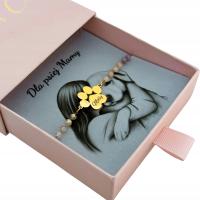 złota bransoletka z grawerem dla psiej mamy na prezent imię psa łapka stal