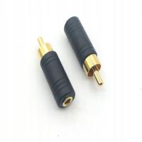 2pcs COPPER Gold Plated Phono RCA Plug to 3.5mm MONO Socket connector Plug