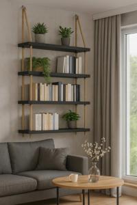 Półka ścienna BOHO wisząca czarna 50 cm komplet 4 sztuk