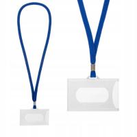 Identyfikator na kartę twardy holder typ K niebieska smycz plastik 59x92mm