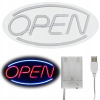 NEON LED TABLICA ŚWIETLNA SZYLD REKLAMA OTWARTE OPEN Zasilanie 3xAA Lub USB