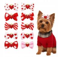 Kokardka dla psa serca z ozdobą 10 sztuk spinka dla psa yorka gumki