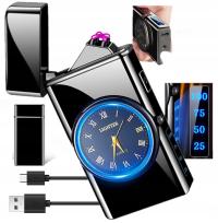 ВЕТРОЗАЩИТНАЯ ПЛАЗМЕННАЯ ЗАЖИГАЛКА USB ЧАСЫ