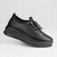 Кеды Женские натуральная кожа ажурная GOODIN GD-XF-177 черный легкий