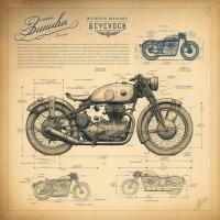 План схема мотоцикл памятник плакат 40x40cm