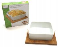 Miseczka porcelanowa na podstawce bambusowej