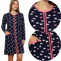 Женский хлопковый халат на молнии до колена, женский халат до колена без капюшона