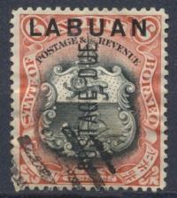 Labuan - Six Cents Kolonie Postage Due Statek Lew Tarcza Herb Nadruk