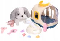 PIES W KLATCE transporter + piesek na baterie, chodzi i szczeka 4596