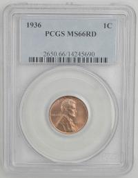 6.vv.USA, 1 CENT 1936 PCGS MS66 RD