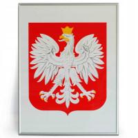 Urzędowe GODŁO POLSKI 40x30cm Rama ALU srebrna