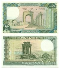 LIBAN 250 LIVRES 1988 P-67e UNC