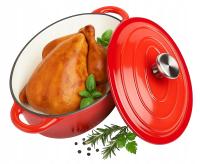 BRYTFANNA ŻELIWNA Emaliowana 4 L Głęboka Gęsiarka z Pokrywą INDUKCJA GAZ