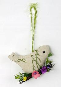 Ptak tekstylny, zielony - zasłona VAS700782